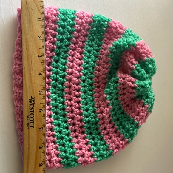 Crochet slouchy beanie handmade new pink blue - Picture 5 of 7